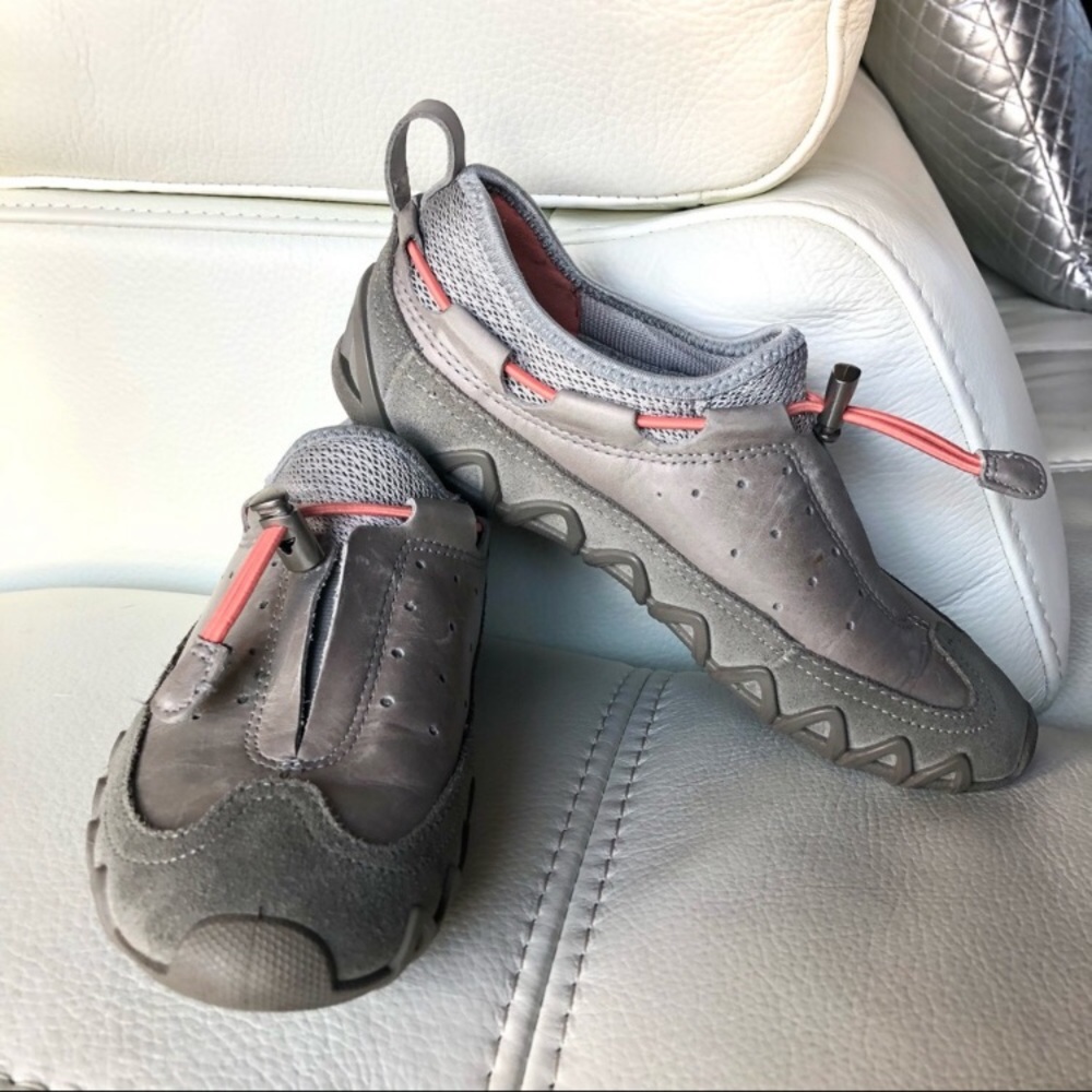 Ecco gray leather/suede slip on shoes